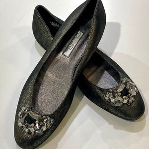 Oscar de la Renta metallic ballerina flats